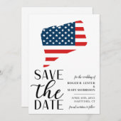 愛国的なアメリカの州コネチカット州の目的地ウェディング セーブザデート (正面/裏面)