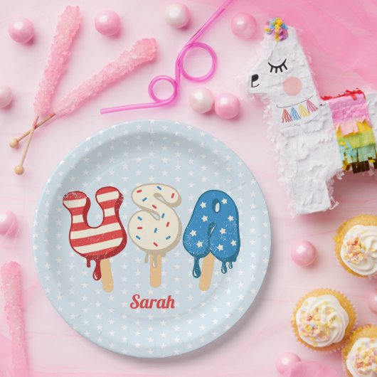 愛国的なアメリカの愛ポップシクル  ペーパープレート (パーティー)
