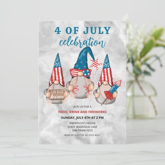 愛国的なアメリカの格言7月の4日招待状 セーブザデート (スタンド正面)