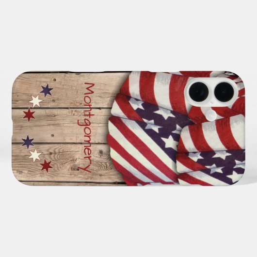 愛国的なアメリカの色の折り畳み木製スラットフェンス Case-Mate iPhoneケース (裏面 (横))