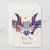 愛国的なアメリカの鷲と旗 招待状 (正面)