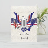愛国的なアメリカの鷲と旗 招待状 (スタンド正面)