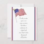 愛国的なアメリカの鷲と旗 招待状 (裏面)