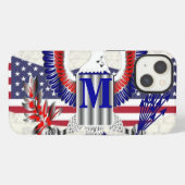 愛国的なアメリカの鷲の個人用モノグラム iPhoneケース (裏面横)