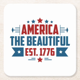 愛国的なアメリカザビューティフル紙コースター スクエアペーパーコースター