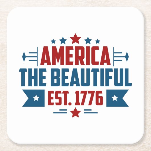 愛国的なアメリカザビューティフル紙コースター スクエアペーパーコースター (正面)