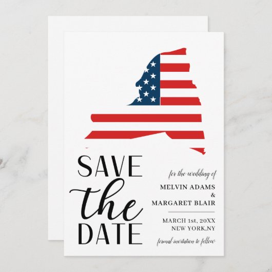愛国的なアメリカニューヨーク州の目的地ウェディング セーブザデート (正面/裏面)