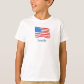 愛国的なアメリカパーソナライズされた国旗の少年 Tシャツ (正面)