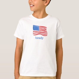 愛国的なアメリカパーソナライズされた国旗の少年 Tシャツ