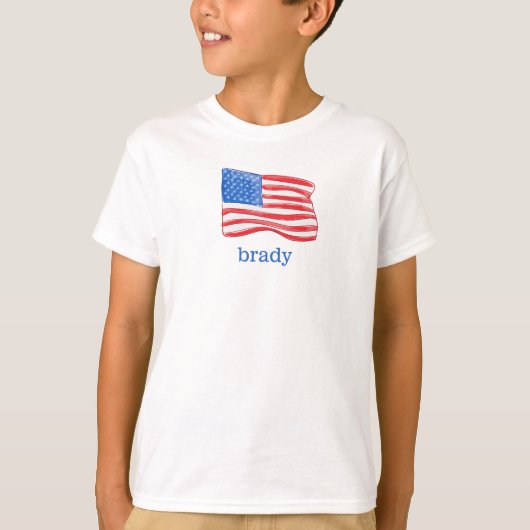 愛国的なアメリカパーソナライズされた国旗の少年 Tシャツ (正面)