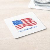 愛国的なアメリカパーソナライズされた国旗 スクエアペーパーコースター (アングル)