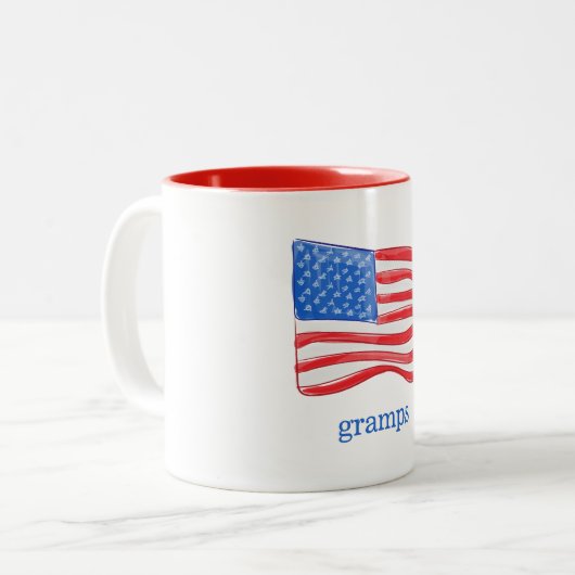 愛国的なアメリカパーソナライズされた国旗 ツートーンマグカップ (正面左)