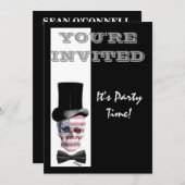 愛国的なアメリカンゴシック スチームパンク スカル 招待状 (正面/裏面)