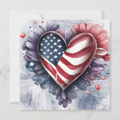 愛国的なアメリカンハートアートフラワー シーズンカード (正面)