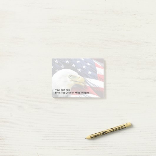 愛国的なアメリカン・イーグル国旗の旗 ポストイット (デスク上)