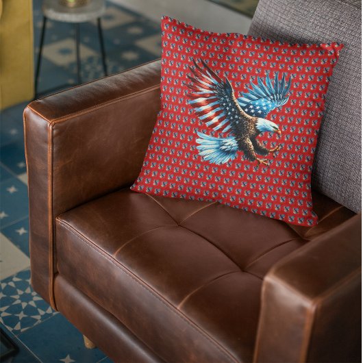 愛国的なアメリカン・イーグル赤白青 クッション