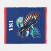 愛国的なアメリカン・イーグル赤白青 フリースブランケット (正面(横))