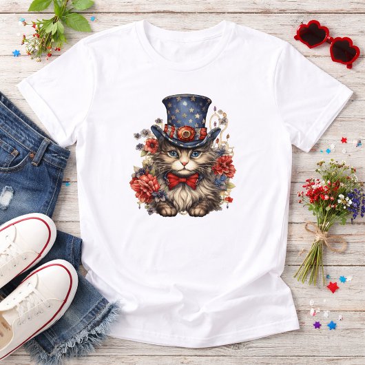 愛国的なアメリカーナキャット トライブレンドTシャツ