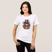 愛国的なアメリカーナキャット トライブレンドTシャツ (正面全面)