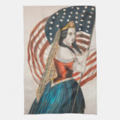愛国的なアメリカ人女性 | アメリカ国旗 | アメリカ生誕250周年 キッチンタオル (縦)