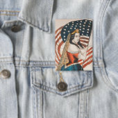 愛国的なアメリカ人女性 | アメリカ国旗 | アメリカ250周年 缶バッジ (インサイチュ)