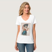 愛国的なアメリカ人女性 | アメリカ国旗 Tシャツ (正面フル)