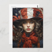 愛国的なアメリカ人女性 ポストカード (正面/裏面)