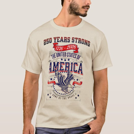 愛国的なアメリカ人250周年 Tシャツ (正面)