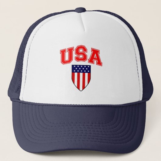 愛国的なアメリカ合衆国アメリカ国旗シールド キャップ (正面)