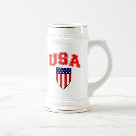 愛国的なアメリカ合衆国アメリカ国旗シールド ビールジョッキ (右)