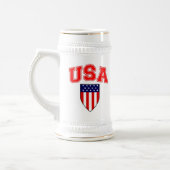 愛国的なアメリカ合衆国アメリカ国旗シールド ビールジョッキ (左)