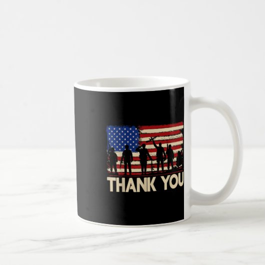 愛国的なアメリカ国旗ありがとう退役軍人 コーヒーマグカップ (右)