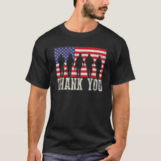 愛国的なアメリカ国旗ありがとう退役軍人 男性へ Tシャツ