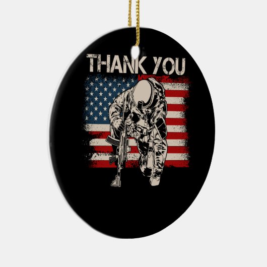 愛国的なアメリカ国旗ありがとう退役軍人Independ セラミックオーナメント (右)