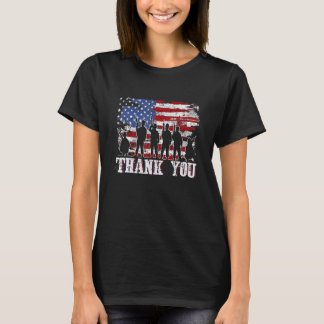 愛国的なアメリカ国旗ありがとう退役軍人Mens Wo Tシャツ