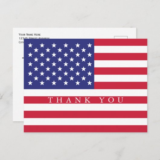 愛国的なアメリカ国旗ありがとう ポストカード (正面/裏面)