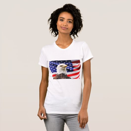 愛国的なアメリカ国旗とアメリカワシ Tシャツ (正面フル)