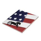 愛国的なアメリカ国旗とシルエット馬 タイル (側面)