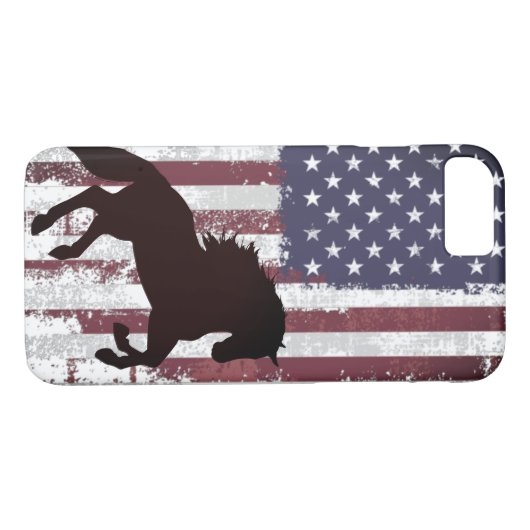 愛国的なアメリカ国旗とシルエット馬 Case-Mate iPhoneケース (裏面(横))