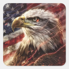 愛国的なアメリカ国旗のイーグル稲妻スト スクエアシール