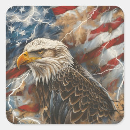 愛国的なアメリカ国旗のイーグル稲妻スト スクエアシール