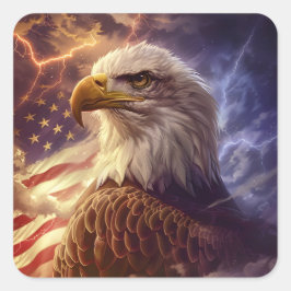 愛国的なアメリカ国旗のイーグル稲妻スト スクエアシール