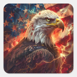 愛国的なアメリカ国旗のイーグル稲妻スト スクエアシール