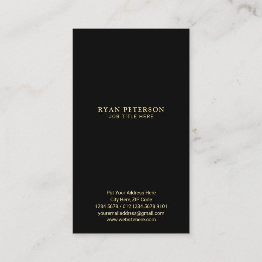 愛国的なアメリカ国旗のエレガント金ゴールドアクセント黒 名刺 (裏面)