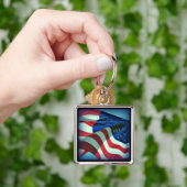 愛国的なアメリカ国旗のキーチェーン キーホルダー (手)