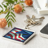 愛国的なアメリカ国旗のキーチェーン キーホルダー (側面)