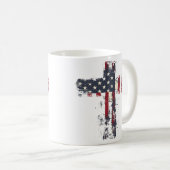 愛国的なアメリカ国旗のクロス コーヒーマグカップ (正面右)