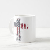 愛国的なアメリカ国旗のクロス コーヒーマグカップ (正面左)
