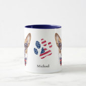 愛国的なアメリカ国旗のコルギ犬 マグカップ (中央)