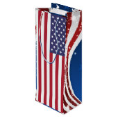愛国的なアメリカ国旗のスターとストライプ ワインギフトバッグ (裏面アングル)